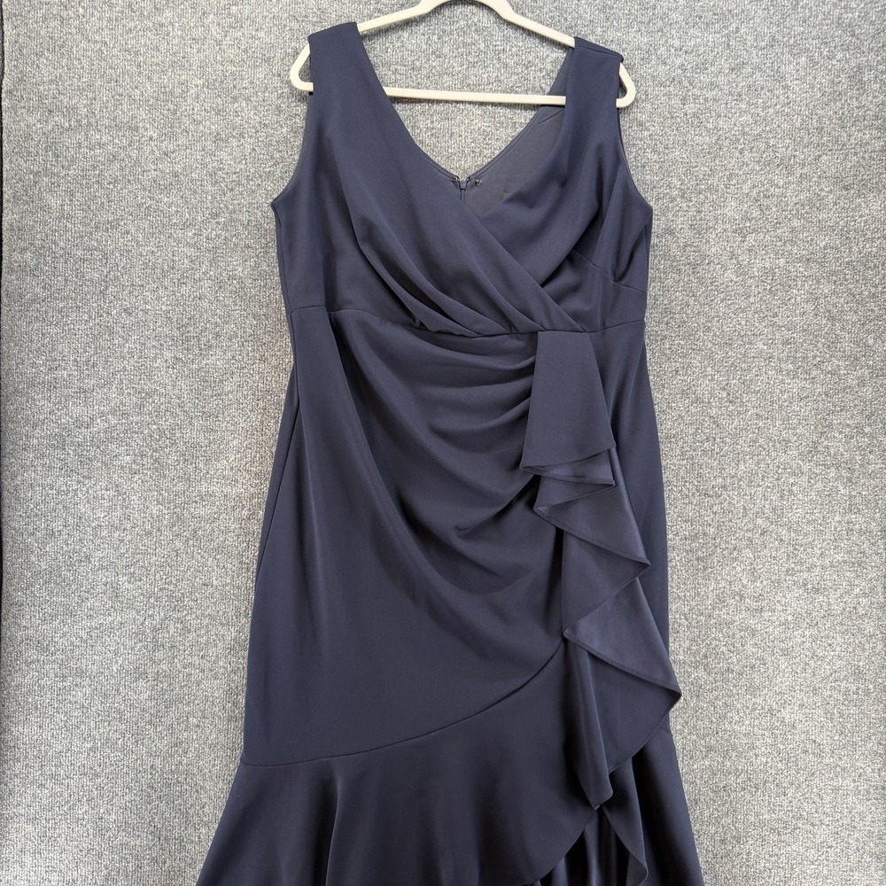 Betsy Adam Dress Size 20W Blue Faux Wrap Sleeveless Hi Low Formal Event Wedding